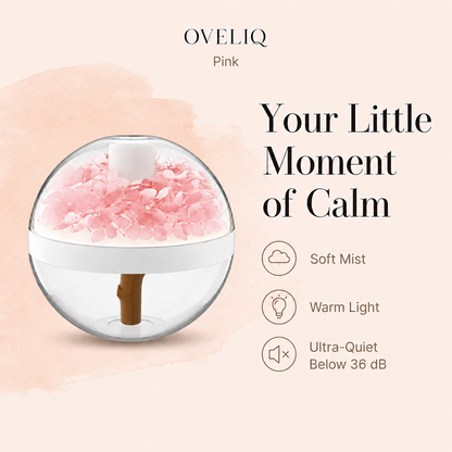 Floral Mist Humidifier with Warm Light – Ultra-Quiet, USB Rechargeable & Wireless, 2–8 Hour Timer
