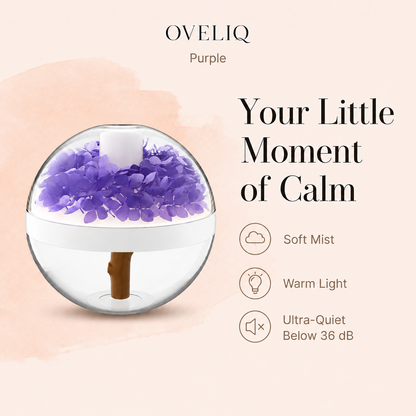 Floral Mist Humidifier with Warm Light – Ultra-Quiet, USB Rechargeable & Wireless, 2–8 Hour Timer